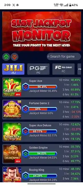 Screenshot of Slot Jackpot Monitor Tracking